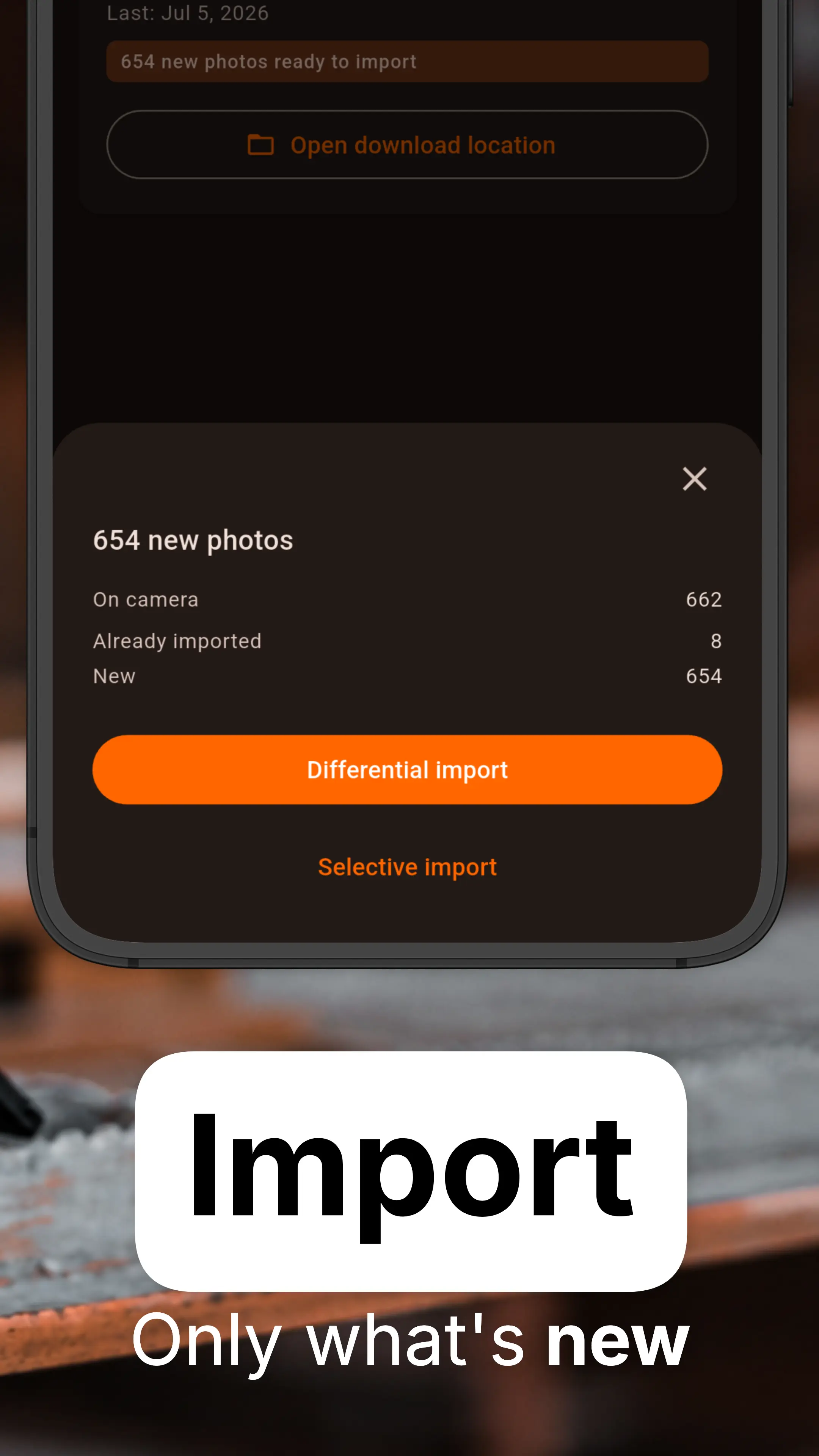 Selecting photos to import