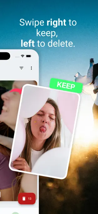 Swipe right to keep a photo